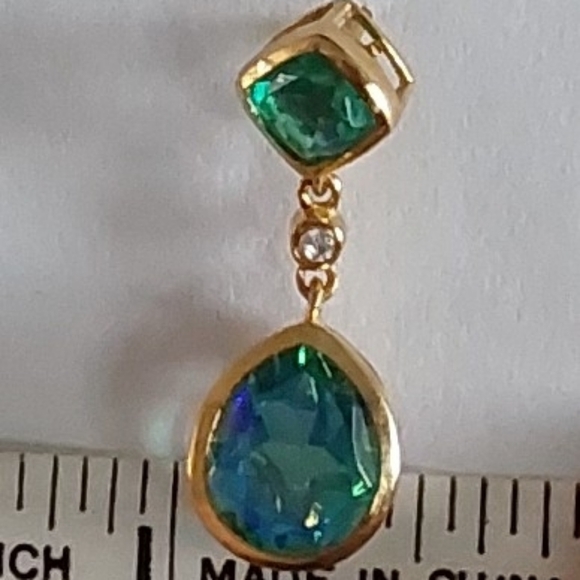 BRAZILLIAN PEACOCK QUART DROP EARRINGS - Picture 4 of 5